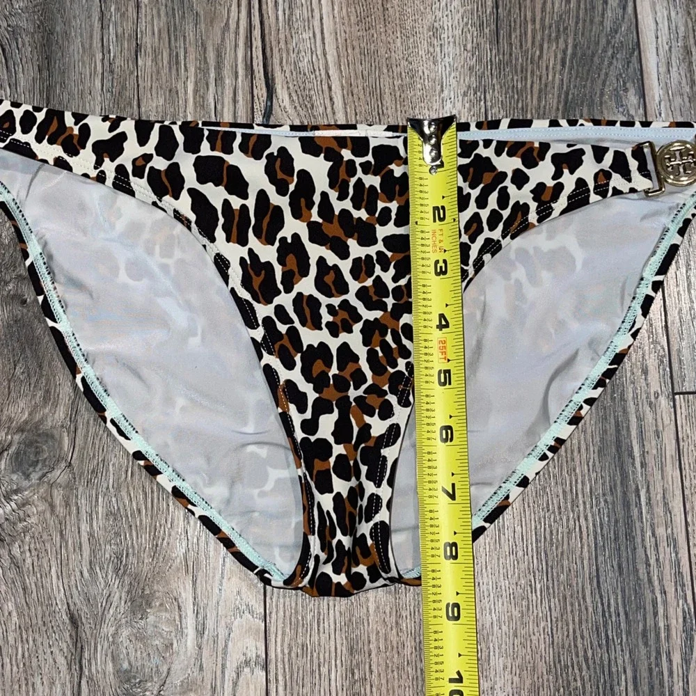Tory Burch‎ Leopard Print Bikini Bottom Gold Logo Hardware Animal Print Small
